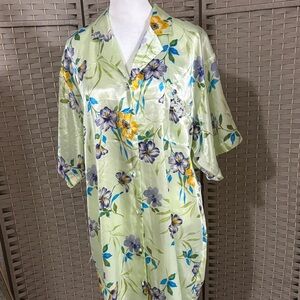 Bali Floral Satin Pajama Set - Green and Purple